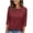 Wine, variant on TGSLY Women's Crew Neck 3/4 Sleeve Tops Dressy Casual Buttons on Raglan Seams Solid Color Tunic Blouses Loose Fit Curved Hem T-Shirts XL