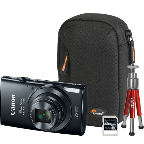 Canon Black PowerShot ELPH 170 IS Digital Camera Bundle with 20