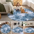 thumbnail image 5 of Modern Blue Round Area Rug 6Ft Washable Circle Rugs for Bathroom Office, Vintage Abstract Art Contemporary Non-Slip Carpet Floor Mats Indoor Outdoor Carpet Runner Aesthetic Home Decor, 5 of 8