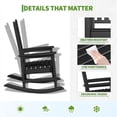 thumbnail image 2 of Outdoor High Back Rocking Chair, HDPE Poly Porch Rocker for Adults, All Weather Resistant Black Patio Furniture, Black, Set of 2, 2 of 7