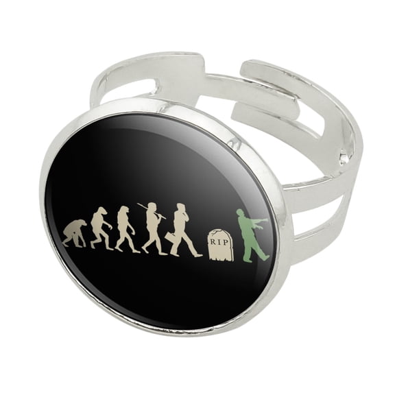 Zombielution Evolution Silver Plated Adjustable Novelty Ring