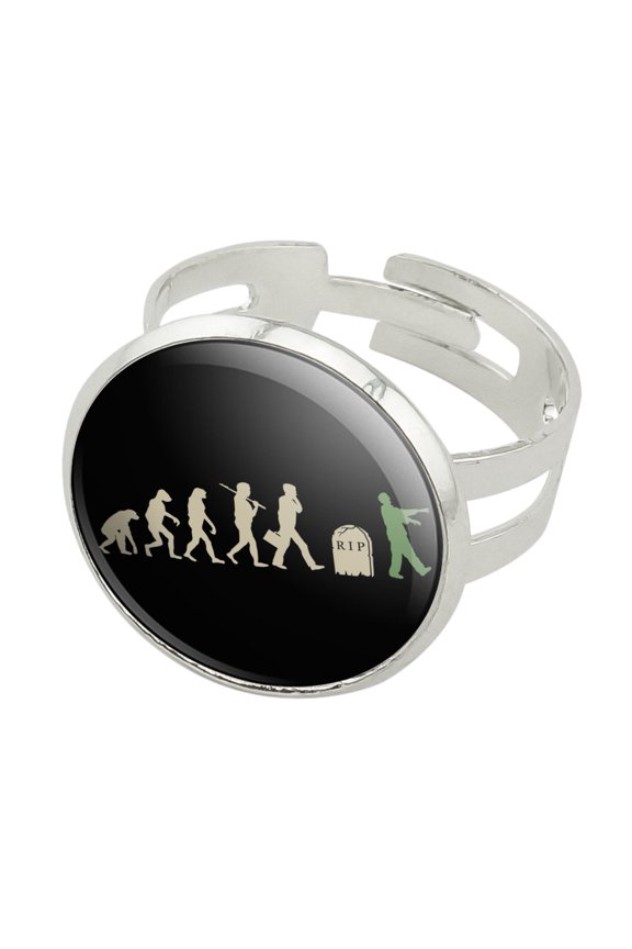 Zombielution Evolution Silver Plated Adjustable Novelty Ring