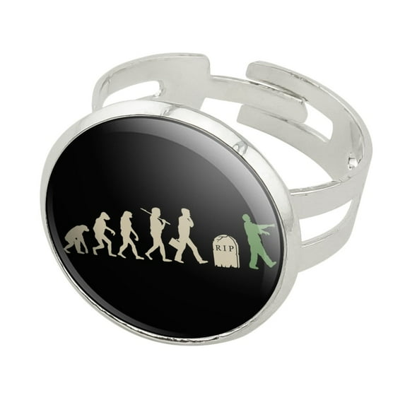 Zombielution Evolution Silver Plated Adjustable Novelty Ring