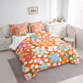 thumbnail image 3 of Manfei Colorful Flowers Bedding Comforter Set 7-Piece for Teens Adults,Orange Polka Dots King Bedding Sets,Chic Floral Blossoms Ultra Soft Bed Sheets,Lightweight Room Decor,Reversible, 3 of 8