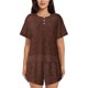 thumbnail image 1 of Balery Dark Brown Glitter Conjunto de Pijama para Mujer con Estampado, Dos Piezas de Manga Corta y Shorts, Ropa de Dormir Suave con Cuello Redondo y Bolsillos-Medium, 1 of 1