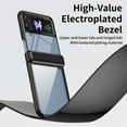 thumbnail image 4 of ELEHOLD for Samsung Galaxy Z Flip 3 Case, Slim Plating PC Transparent Hinge Protection Crystal Clear Rugged Phone Case for Samsung Galaxy Z Flip 3,Black, 4 of 7