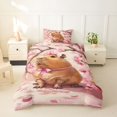 thumbnail image 2 of Erosebridal Bow Capybara Twin Bedding for Kid, Flower Floral Duvet Cover Set, Pink Reversible, 2-Piece, No Comforter, 2 of 5