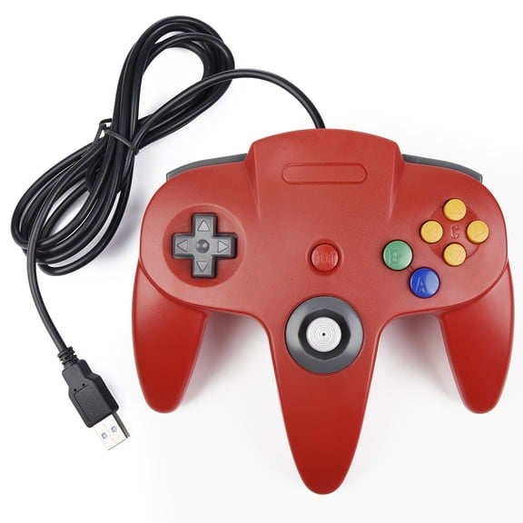 LUXMO Classic Retro N64 Bit USB Wired Controller for Windows PC MAC Linux Raspberry Pi 3 (Red)