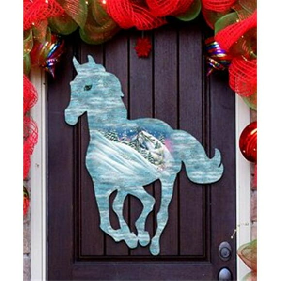 Running Pony Scenic Wooden Decorative Door Hanger