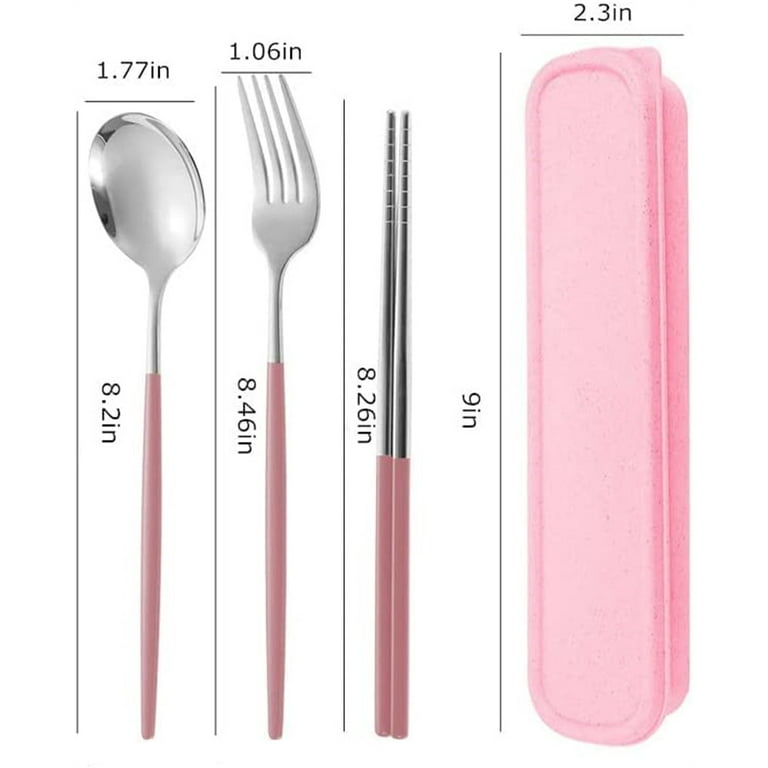 Reusable Travel Utensils with Case, 4pcs Portable Cutlery Set, Knives Fork  and Spoon Set for Lunch Box, Portable Silverware Set for Travel Camping