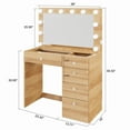 thumbnail image 2 of Ember Interiors Modern Brown Vanity Desk with Lights and Charging Station, 2 of 5