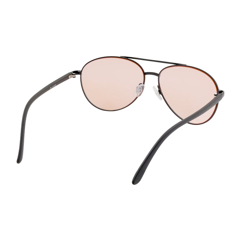 Aray Matte Gunmetal Aviator Night Driving Glasses with Rose Color Lens