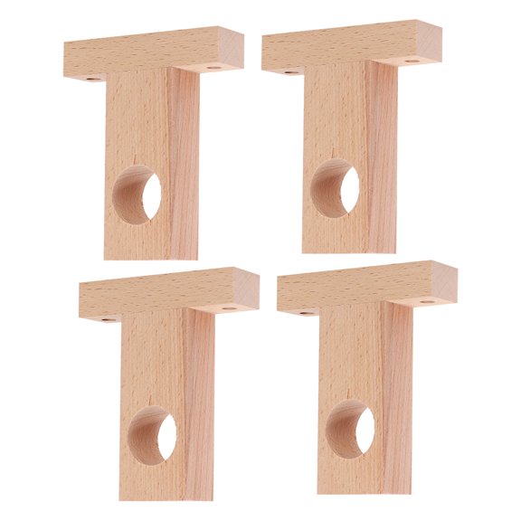 MLINS Wood Curtain Rod Bracket for Wall Khaki Color Sturdy and Wooden Material 4 Pieces