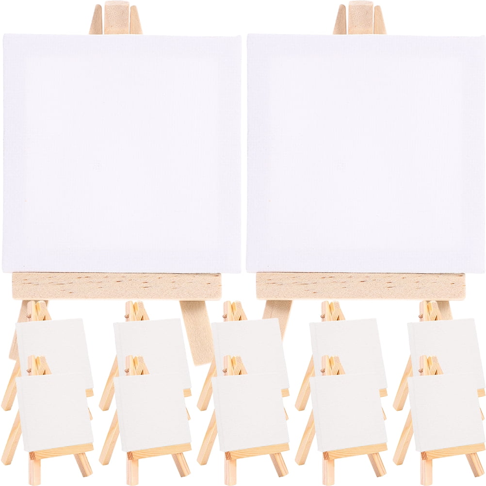 Arborister 18 Mini Canvases Set with Easel for Painting & Crafts