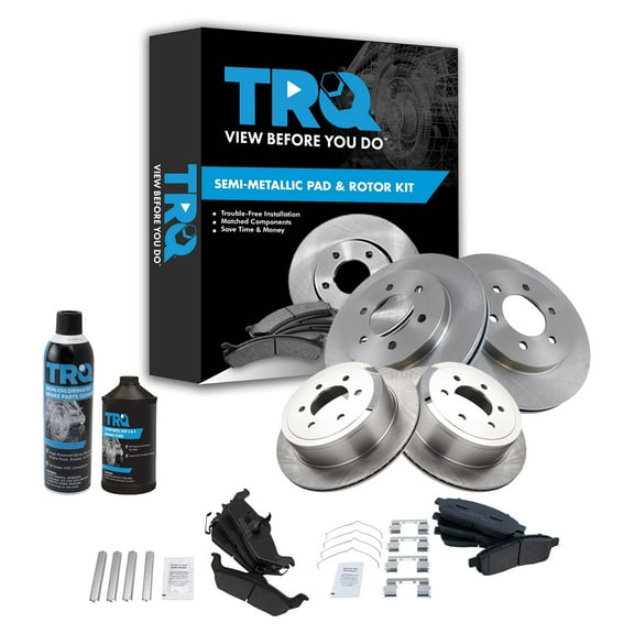 TRQ Brake Rotor & Metallic Pad Front & Rear Kit w/Chemicals for Ford Lincoln BKA17980