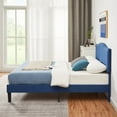 thumbnail image 3 of VECELO Queen Bed Frame, Nailhead Trim Upholstered Platform Bed with Adjustable Headboard, Wooden Slats Support/No Box Spring Needed, Dark Blue, 3 of 9
