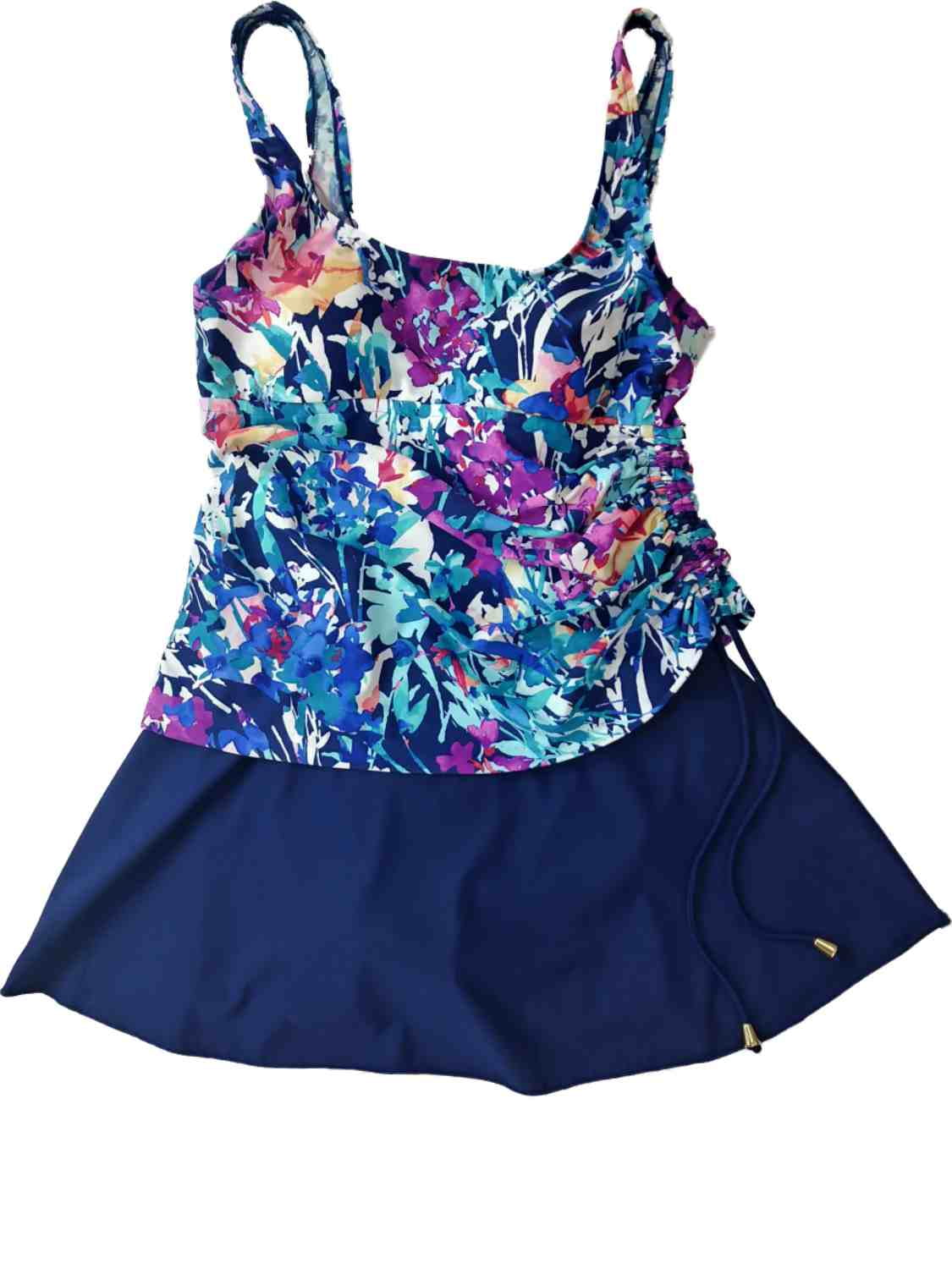 Womens Floral Water Color One Piece Swimming Suit Tank Top Swim Dress ...