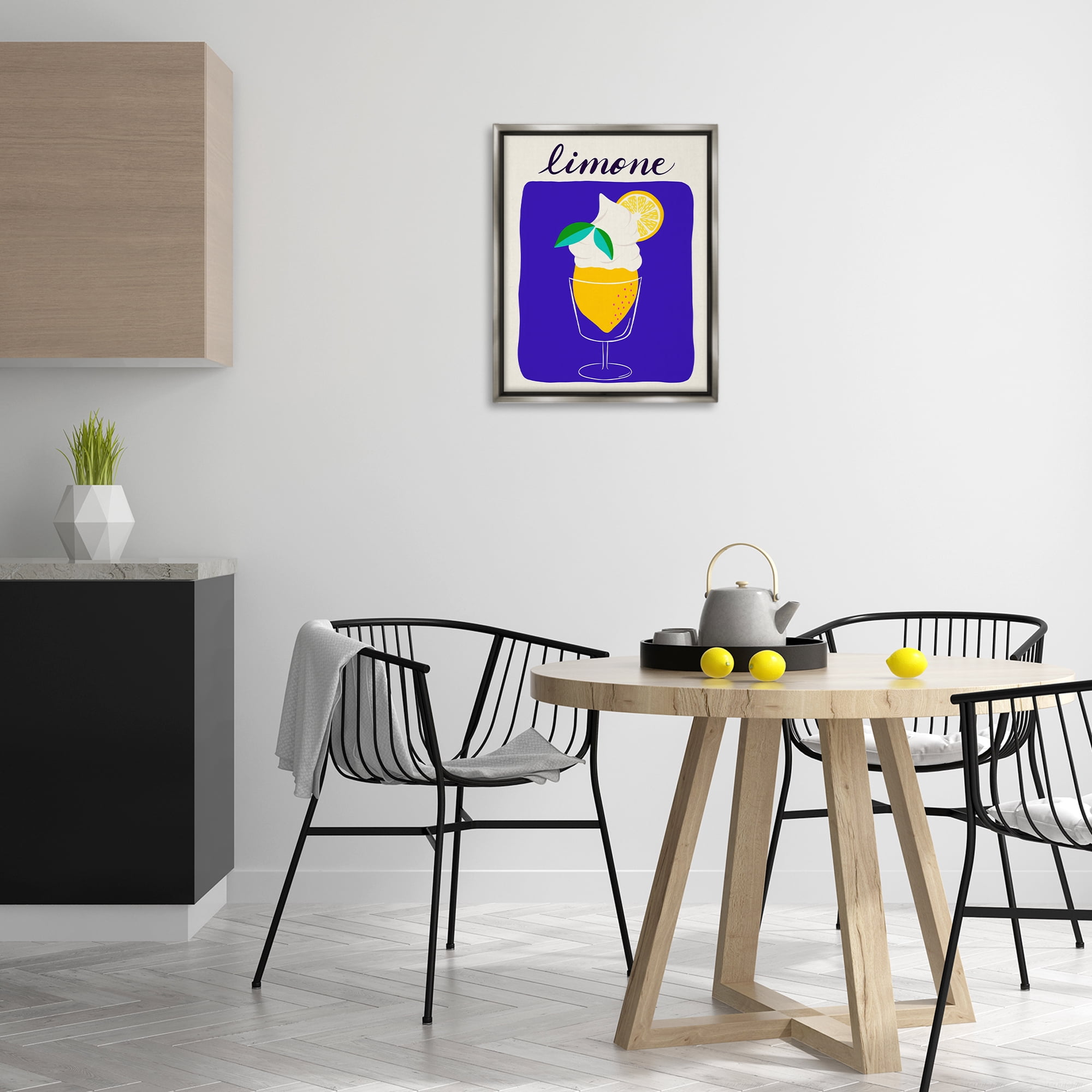 Stupell Industries Limone Citrus Dessert Food & Beverage Painting Gray Floater Framed Canvas Art Print Wall Art, 17 x 21