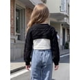 thumbnail image 5 of Fozruso Girls Cable Knit Sweater Long Sleeve Cropped Pullover Crewneck Layering Sweater,Black, 5 of 7