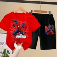 thumbnail image 3 of Conjunto de camisetas de verano de Disney para niños, Marvel Aoger Spiderman, conjunto de tendencia para bebés, pantalones cortos de manga corta, conjunto de dos piezas, ropa para niños, 3 of 5