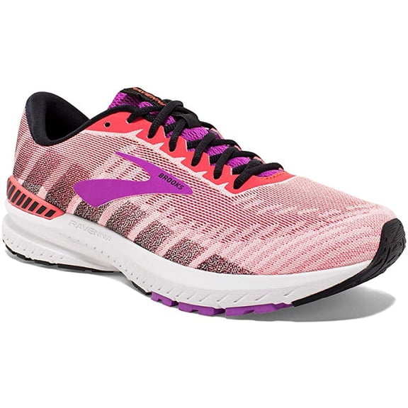 Brooks Women's Ravenna 10 Running Shoe, Coral/Purple/Black, 11 B(M) US