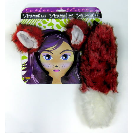 Adult Fox Animal Headband Ears And Tail Dress Up Kit Costume Accessory Set