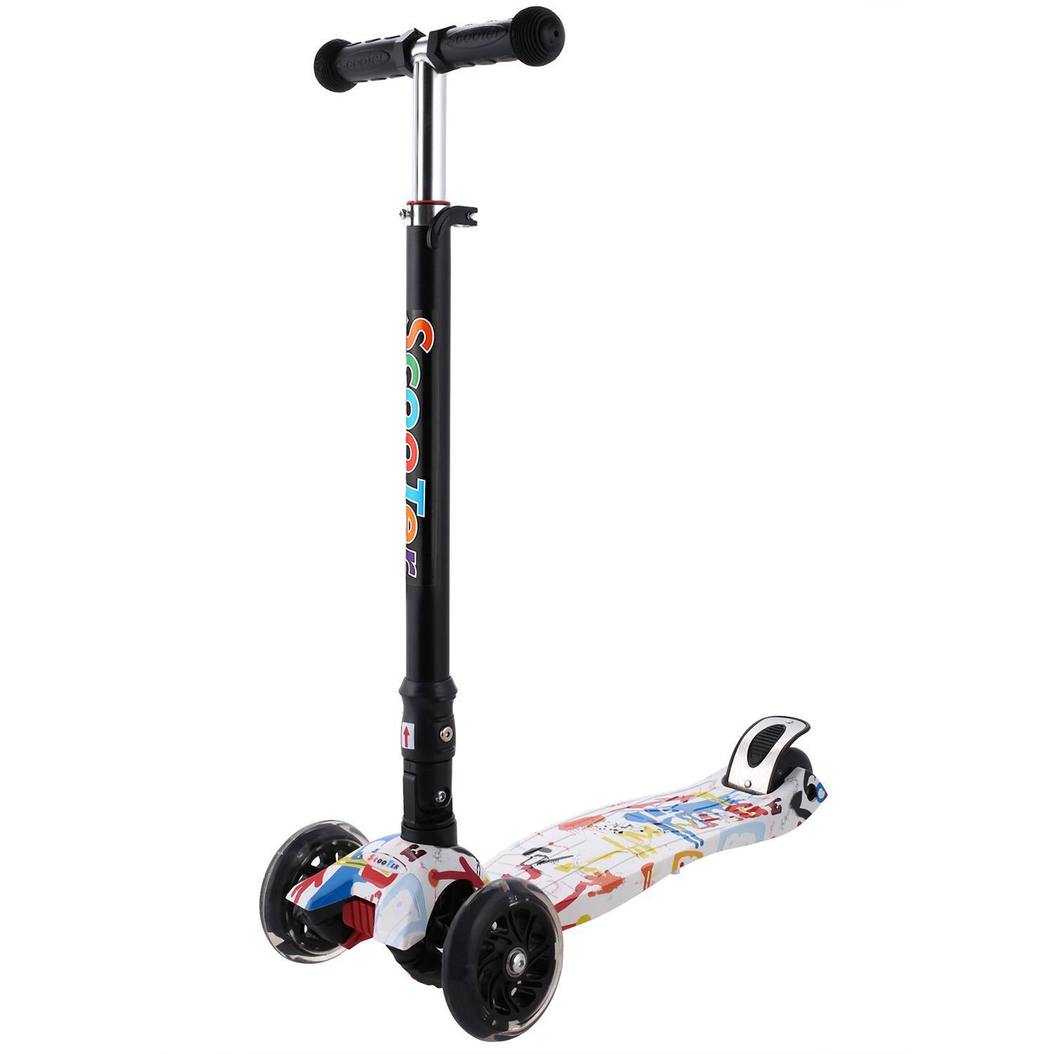 Led Wheel Scooter for Kids Tbar Adjustable Height Handle Kick Scooters