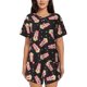 thumbnail image 1 of Fotbe Popcorn Conjunto de Pijama Estampado para Mujer, 2 Piezas, Ropa de Dormir con Camiseta de Manga Corta y Shorts Suaves-XX-Large, 1 of 6