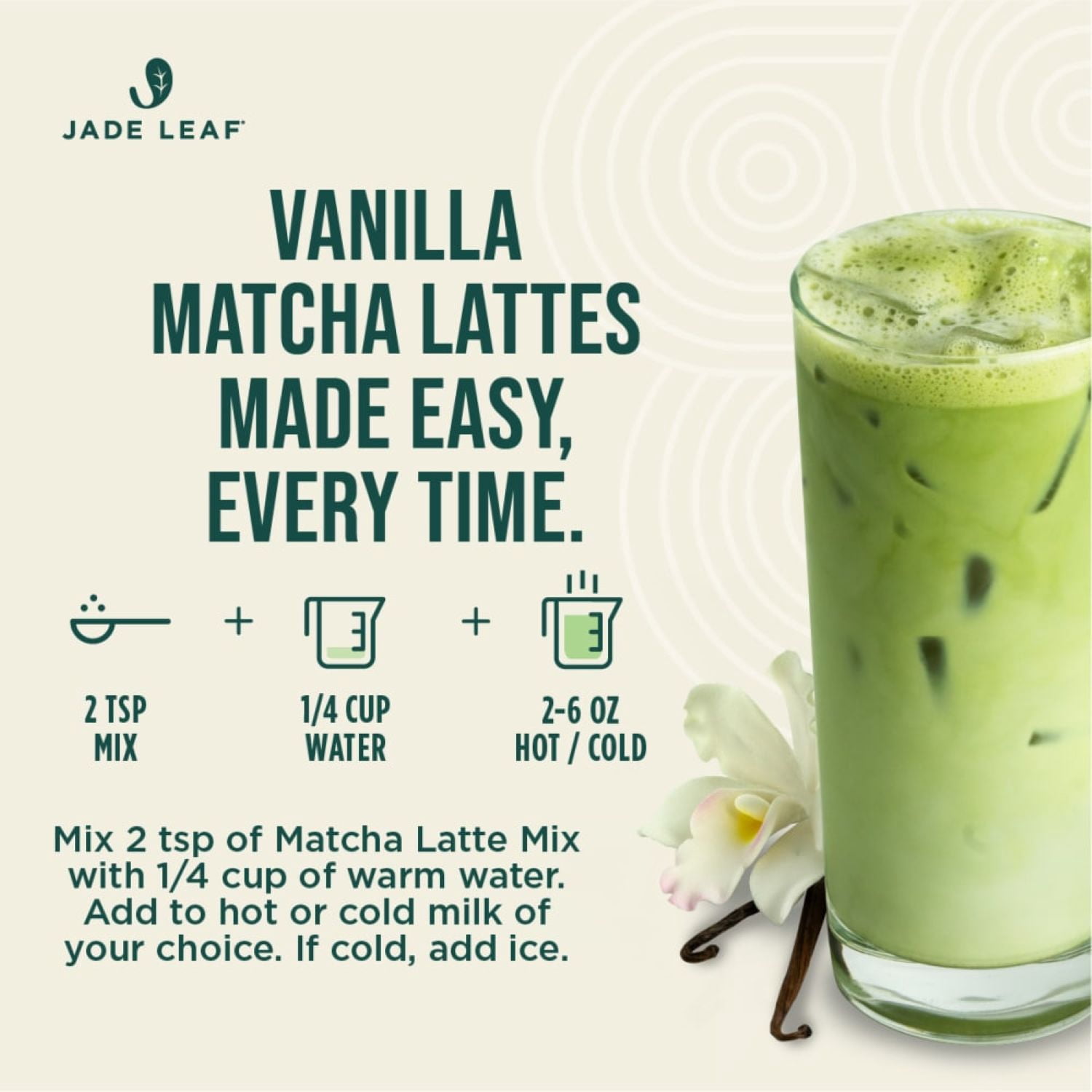 (8 pack) Jade Leaf Cafe Style Organic Vanilla Matcha Latte Mix, 2.5oz Powdered Tea