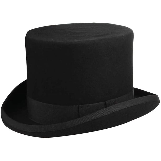 Sombrero cilíndrico de fieltro Harhinhe, sombrero de fieltro de lana, sombrero de boda, sombrero de vestir, sombrero de fiesta de carnaval, sombrero negro con circunferencia