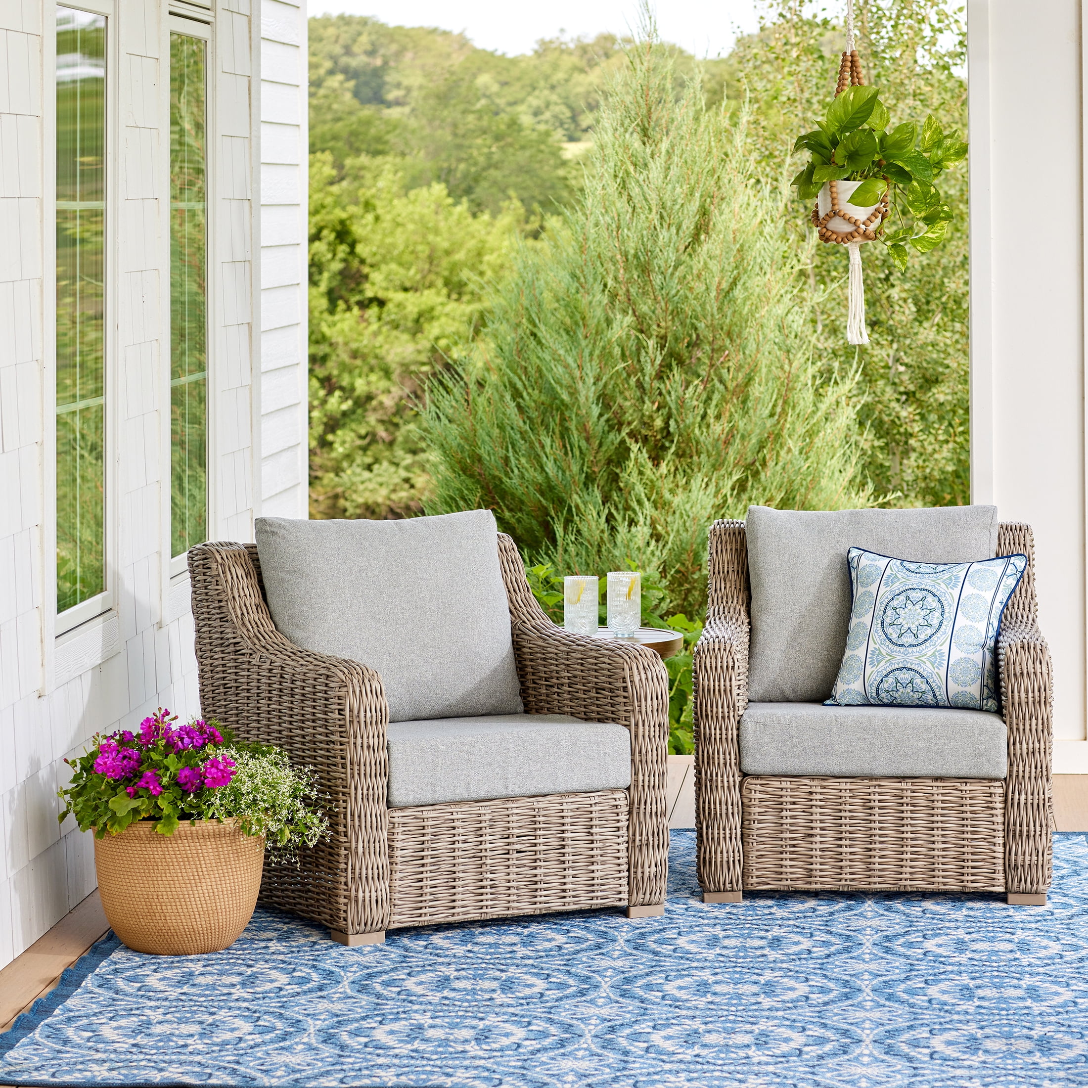 Better Homes & Gardens 24"x 24" Premium Gray Outdoor 2 Piece Deep-Seat Cushion