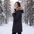thumbnail image 5 of Women's Winter Coats Long Warm Thicken Puffer Jackets Outwear With Removable Faux Fur Hood, Black XL, 5 of 8