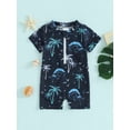 thumbnail image 3 of Musuos Boys Rash Guard Swimsuit Rompers 0-6Years Zipper Short Sleeve Tree Print Bathing Suit for Toddler Kids Baby Swimwear, 3 of 10