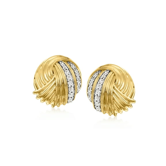 Ross-Simons 0.20 ct. t.w. Diamond Knot Earrings in 18kt Gold Over Sterling, Women's, Adult