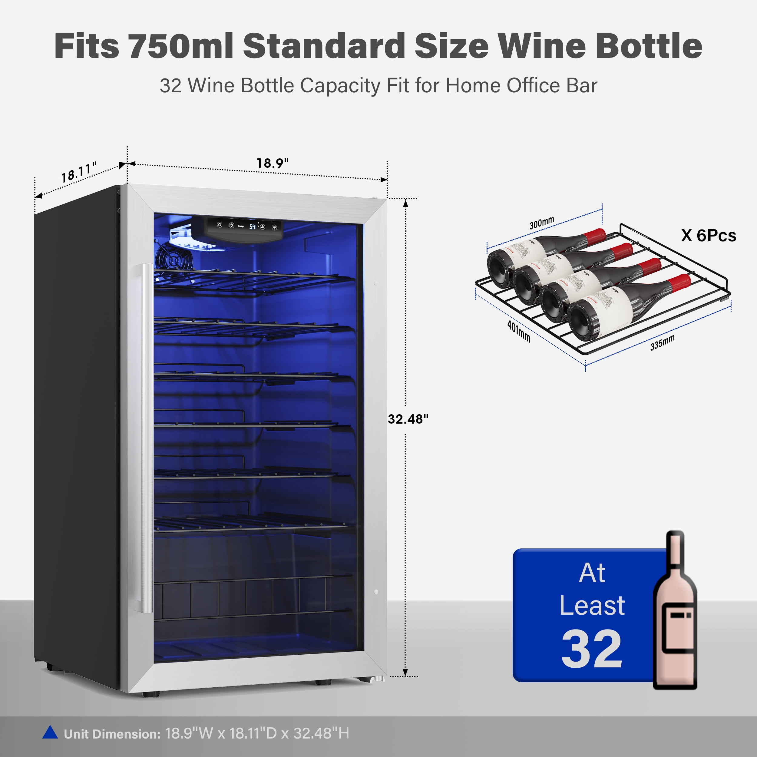 Yeego Wine Refrigerator Cooler, 64 Bottle Small Wine Fridge, Mini Freestanding Wine Cellars for Home, Office