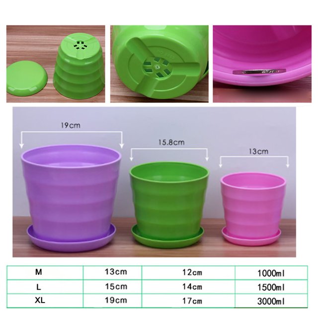 Maceta Redonda Con Bandeja Maceta Para Flores Maceta Moderna Redonda Flexible Con Bandeja Extraíble Para Jardinería Oficina Balcón Rosa L ANGGREK Rosa L