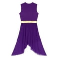 thumbnail image 4 of Kaerm Women Color Block Petchwork Sleeveless Irregular Hem Dress Lyrical Dance Performance Dress Purple XL, 4 of 6