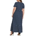 thumbnail image 3 of Mengpipi Women's Plus Size Casual Short Sleeve Crewneck Dress Flowy Tiered Loose Maxi Dress with Pockets 1X-5X, 3 of 8