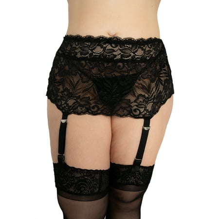 

Womens Plus Size Floral Lace Nickel Free Adjustable Garterbelt Garter Belt for Stockings Lingerie