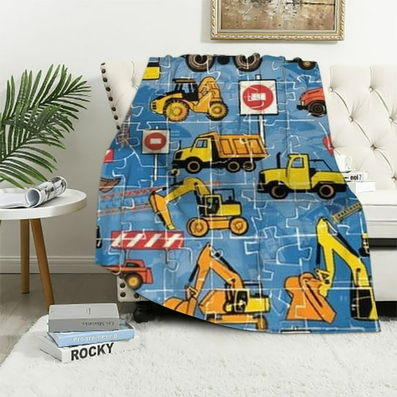 Shiartex Construction Truck Blanket for Boys Dump Truck Throw Blankets Tractor Soft Flannel Blanket for Kids Baby Lightweight Fuzzy Blanket for Bed Chair Car Sofa Couch Birthday 40x50in