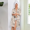 thumbnail image 5 of Women's Robes Zipper Lightweight 3/4 Sleeve Bathrobes for Women Zipper Front Knee Length Daisy Printed Casual Sleepwear Nightgown with Pockets Brown S, 5 of 5