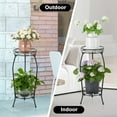 thumbnail image 4 of VECELO 2 Tier Plant Stand, Heavy Duty Metal Planter Holder, Indoor Outdoor Round Potted Supports Rack for Garden Patio Living Room Corner Balcony, Black, 4 of 9