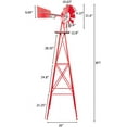 thumbnail image 2 of REKHH 8FT Ornamental Windmill Backyard Garden Decoration Weather Vane, Heavy Duty Metal Wind Mill wIth 4 Legs Design,Red, 2 of 7