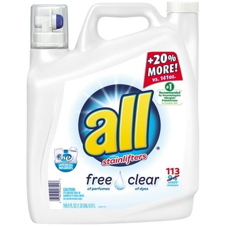 all Liquid Laundry Detergent Free Clear for Sensitive Skin, 169.5 Ounce, 113 Loads