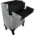 thumbnail image 4 of Professional Makeup Artist 2 in 1 Rolling Makeup Train Case Cosmetic Organizer with Easy Slide Extendable Storage Trays and Removable Trays, 4 of 9