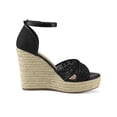 thumbnail image 3 of BLISSFUL STEP Women's Espadrille Wedge Heel Wedge Sandals Black 7, 3 of 8