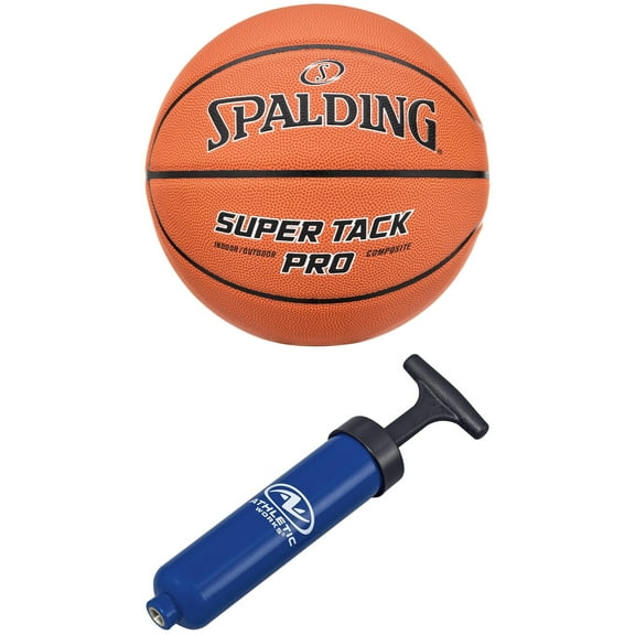 Spalding Super Tack Pro Indoor and Outdoor Basketball, 29.5 In.   Athletic Works 8 in. Manual Plastic Air Pump with Inflation Needle