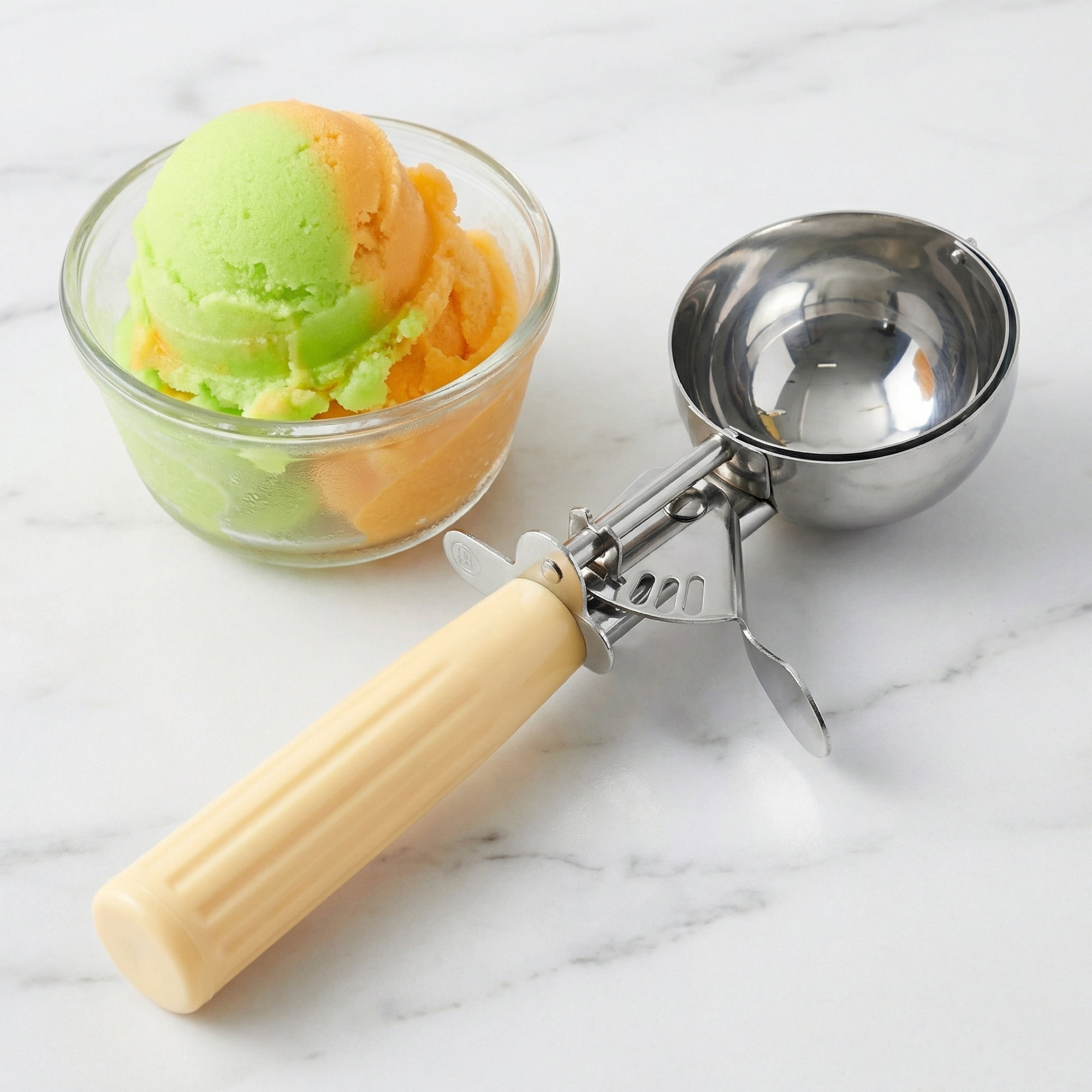Unique Bargains Stainless Steel Ice Cream Scoop Beige 8.8in