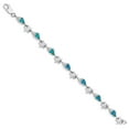 thumbnail image 2 of 925 Sterling Silver Rhodium Starfish CZ/Created Opal Seashell Chain Bracelet; for Adults and Teens; for Women and Men, 2 of 3