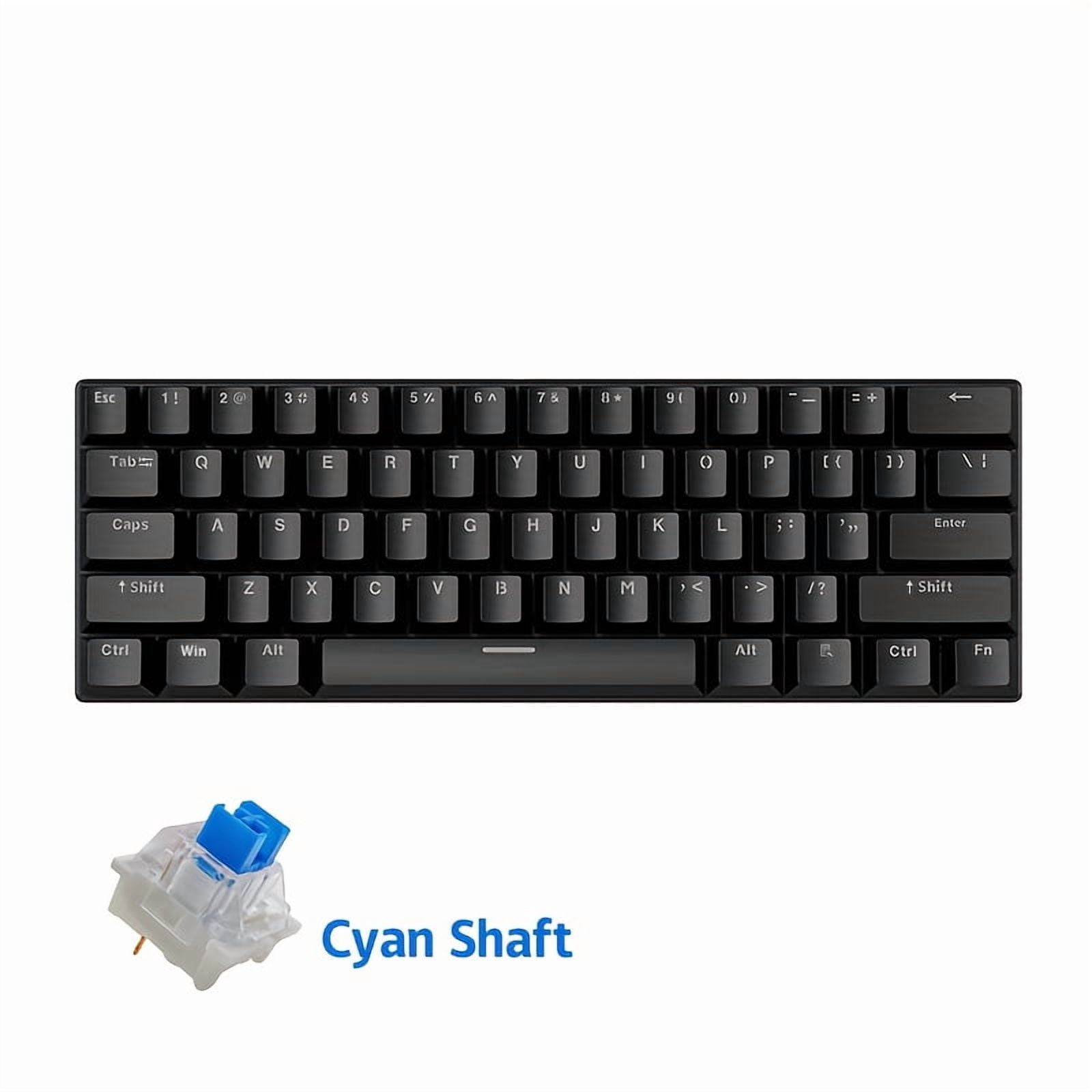 61 key wired mechanical keyboard with RGB backlight double shot keycaps compact portable design type c cable connection full key